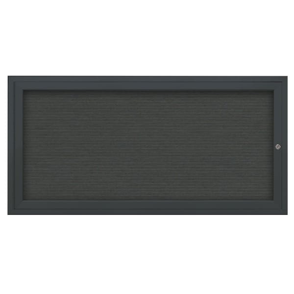 72"x36" 3-Door Enclosed Outdoor Letterboard, Hdr, Grey Felt/Black